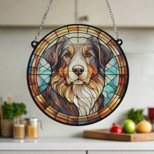 Bernese Mountain Dog Stained Glass Effect Suncatcher